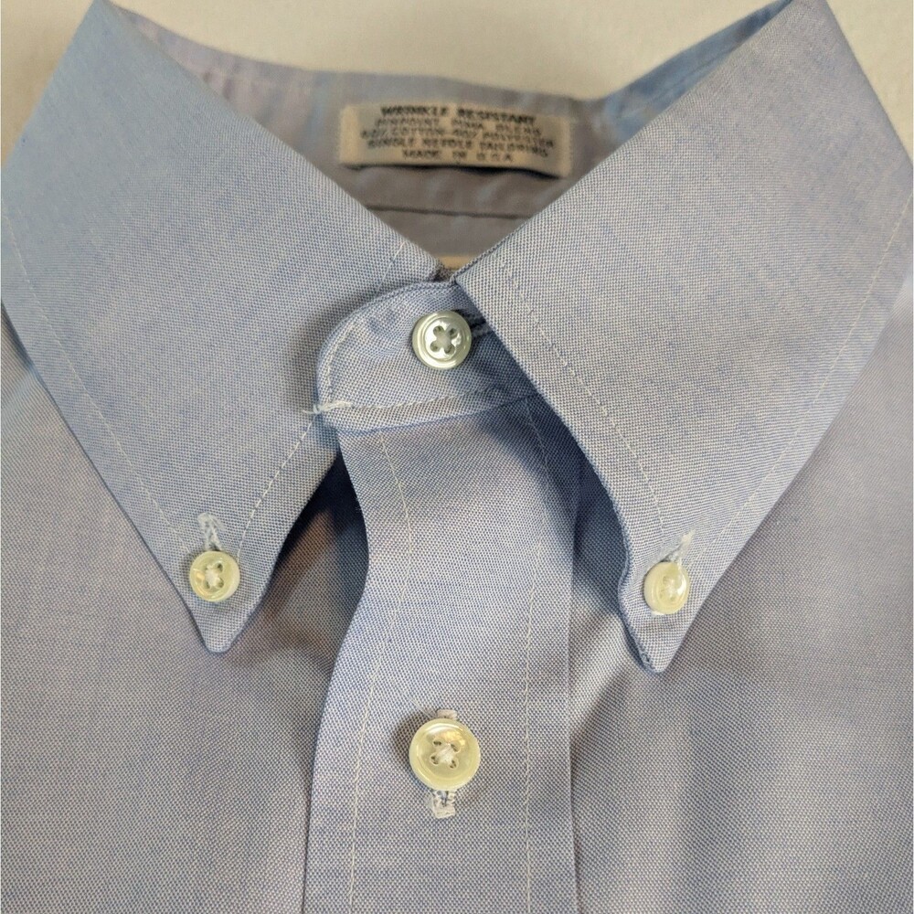 Meeting Street Men's Dress Shirt 16.5 32/33 Blue Wrinkle Resistant Long Sleeve - Picture 4 of 9